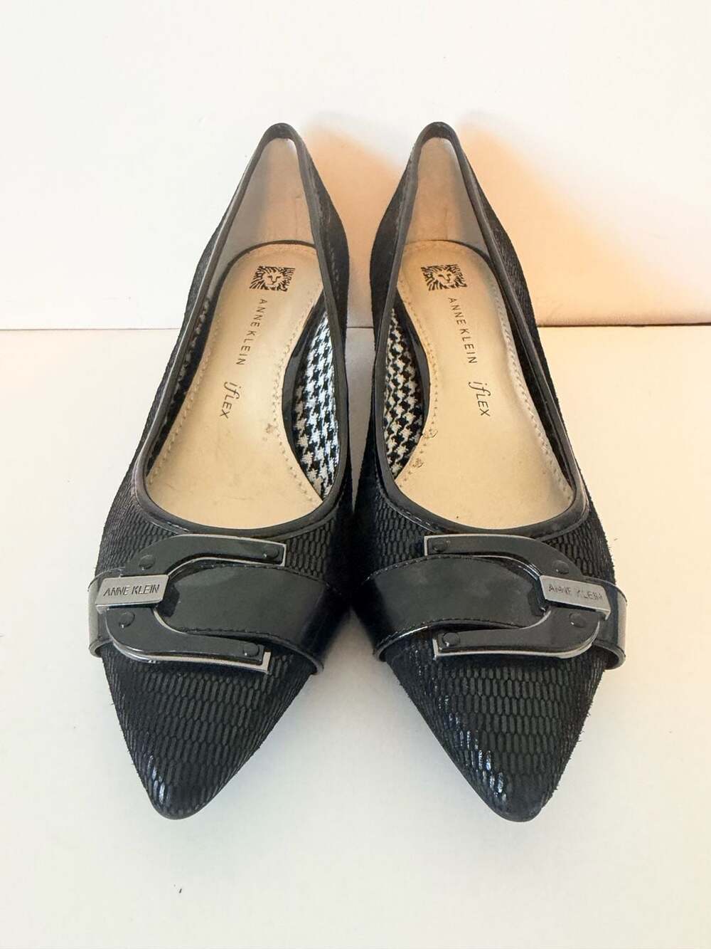 Anne Klein AKMADALON Pointed Toe Kitten Heels with Buckle Detail